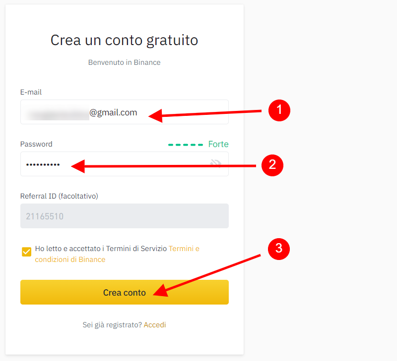 Come creare un conto su Binance.com Come creare un conto su Binance.com