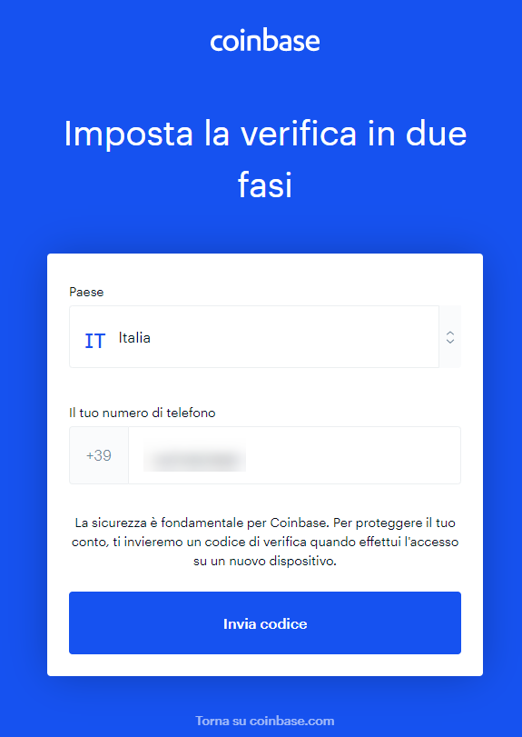Imposta la verifica in due fasi su Coinbase Imposta la verifica in due fasi su Coinbase