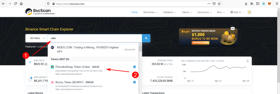 Cerca il nome del token su BscScan.com Cerca il nome del token su BscScan.com