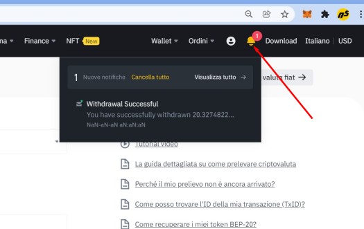 Come trasferire MATIC da Binance a MetaMask