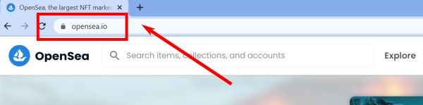 Verifica che l'URL del sito sia esattamente OpenSea.io Verifica che l'URL del sito sia esattamente OpenSea.io