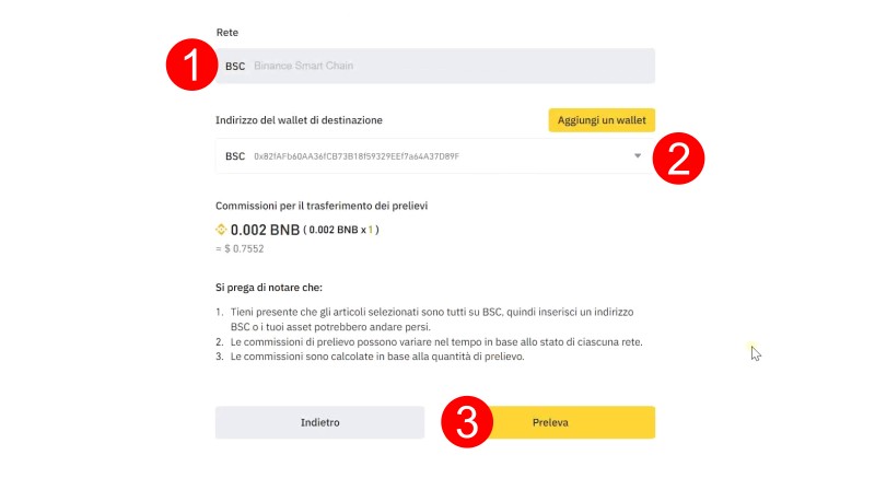 Passaggi per effettuare il trasferimento dell'NFT da Binance a MetaMask Passaggi per effettuare il trasferimento dell'NFT da Binance a MetaMask