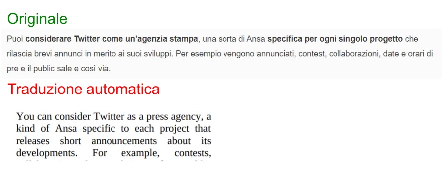 Traduzione automatica che menziona Ansa nel "libro" in inglese Traduzione automatica che menziona Ansa nel "libro" in inglese