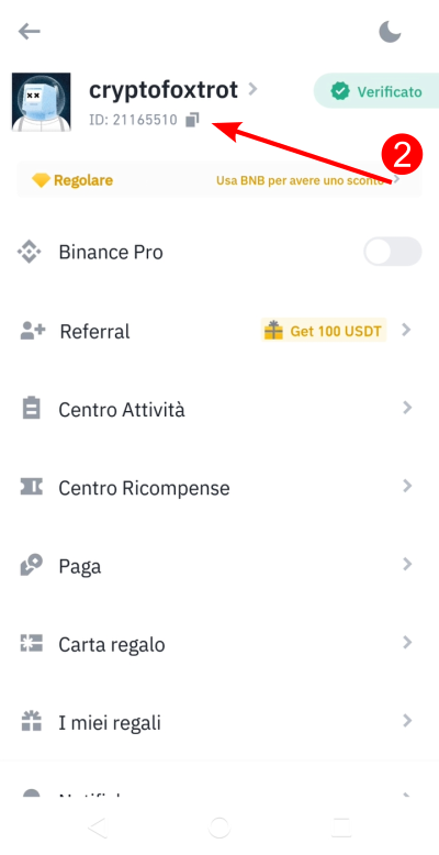 Copia il tuo Binance ID Copia il tuo Binance ID