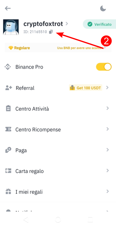 Copia il tuo Binance ID Copia il tuo Binance ID